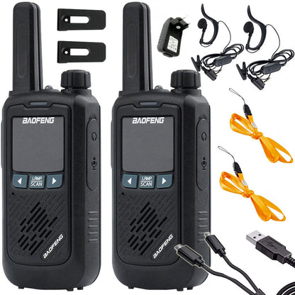 CRONOS Kurzwellen-Funkgeräte Walkie-Talkie Modell: Baofeng BF-T17, Funktelefon, Set mit Taschenlampe, 2 Stück FARBE SCHWARZ