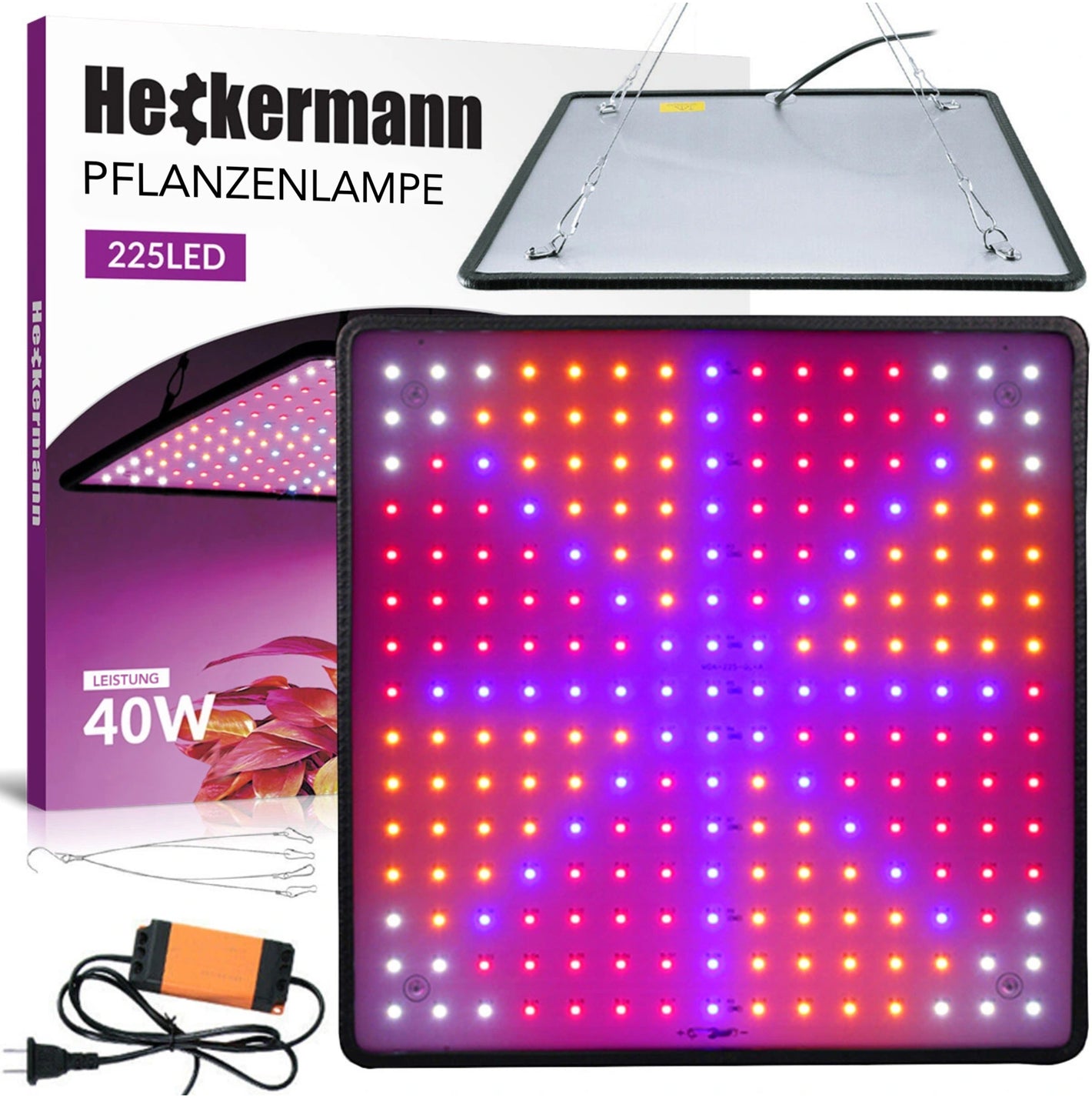 Lámpara LED de crecimiento vegetal con elementos de suspensión Modelo: 225 LED 1000W 