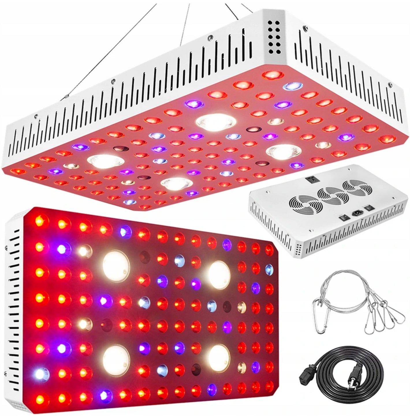 Lámpara LED para crecimiento de plantas Heckermann 2000W, espectro completo + kit de suspensión Modelo: QB2000 