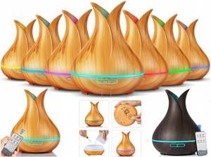 Humidificateur à ultrasons et diffuseur d'arômes en bambou 2 en 1 Couleur : BRUN CLAIR