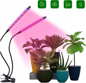 Lámpara vegetal 40 LED 18W 2 cabezales flexibles 360° 