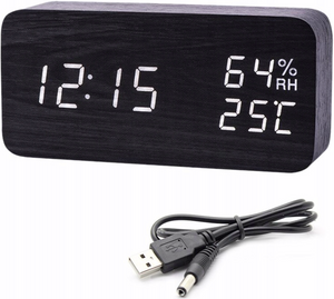 Electronic LED alarm clock in color: black – 