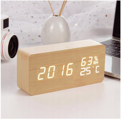 Electronic LED alarm clock color: natural wood 