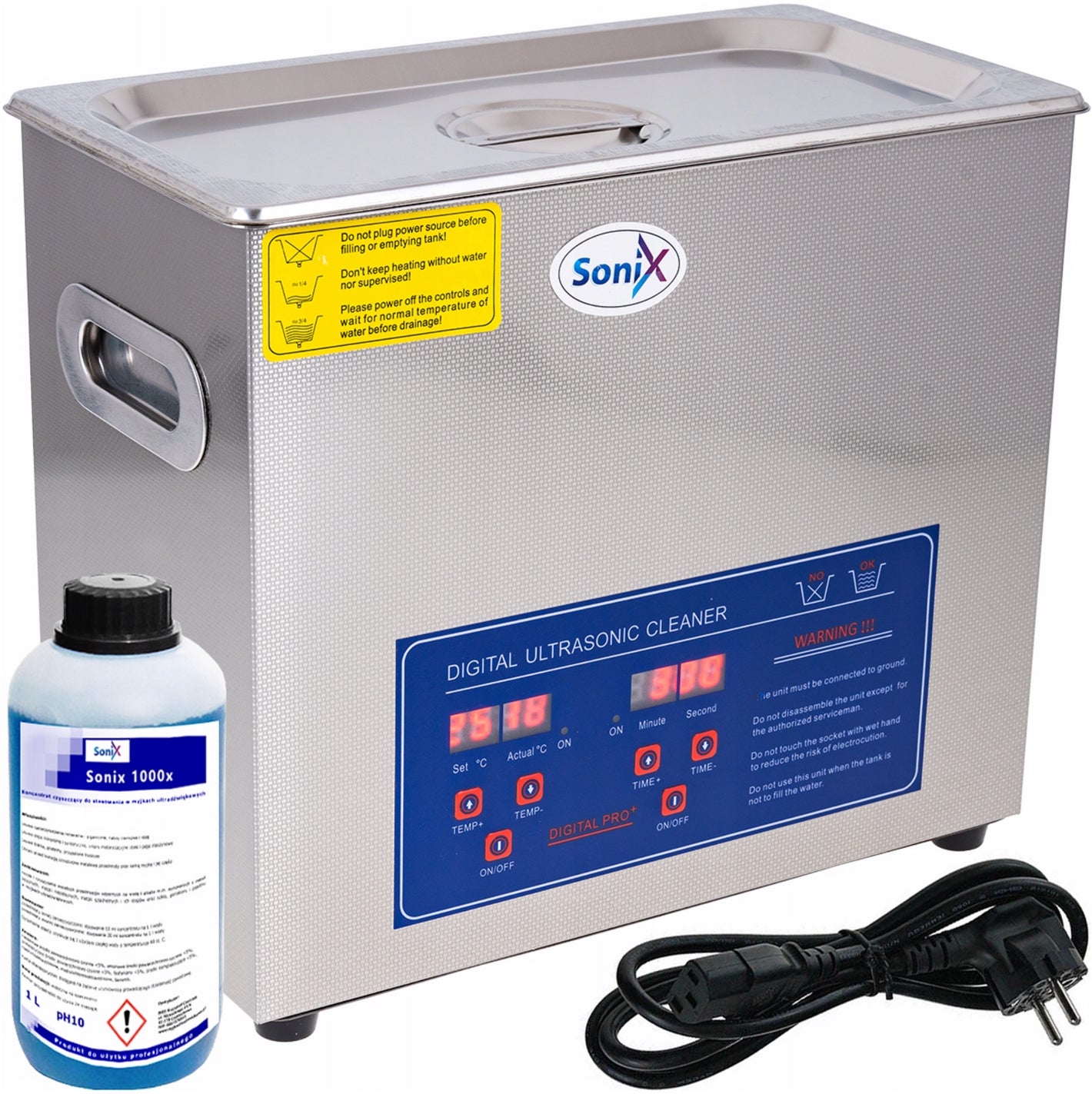 SONIX Ultrasonic Cleaner 6.5L Made of high-quality STAINLESS STEEL – 