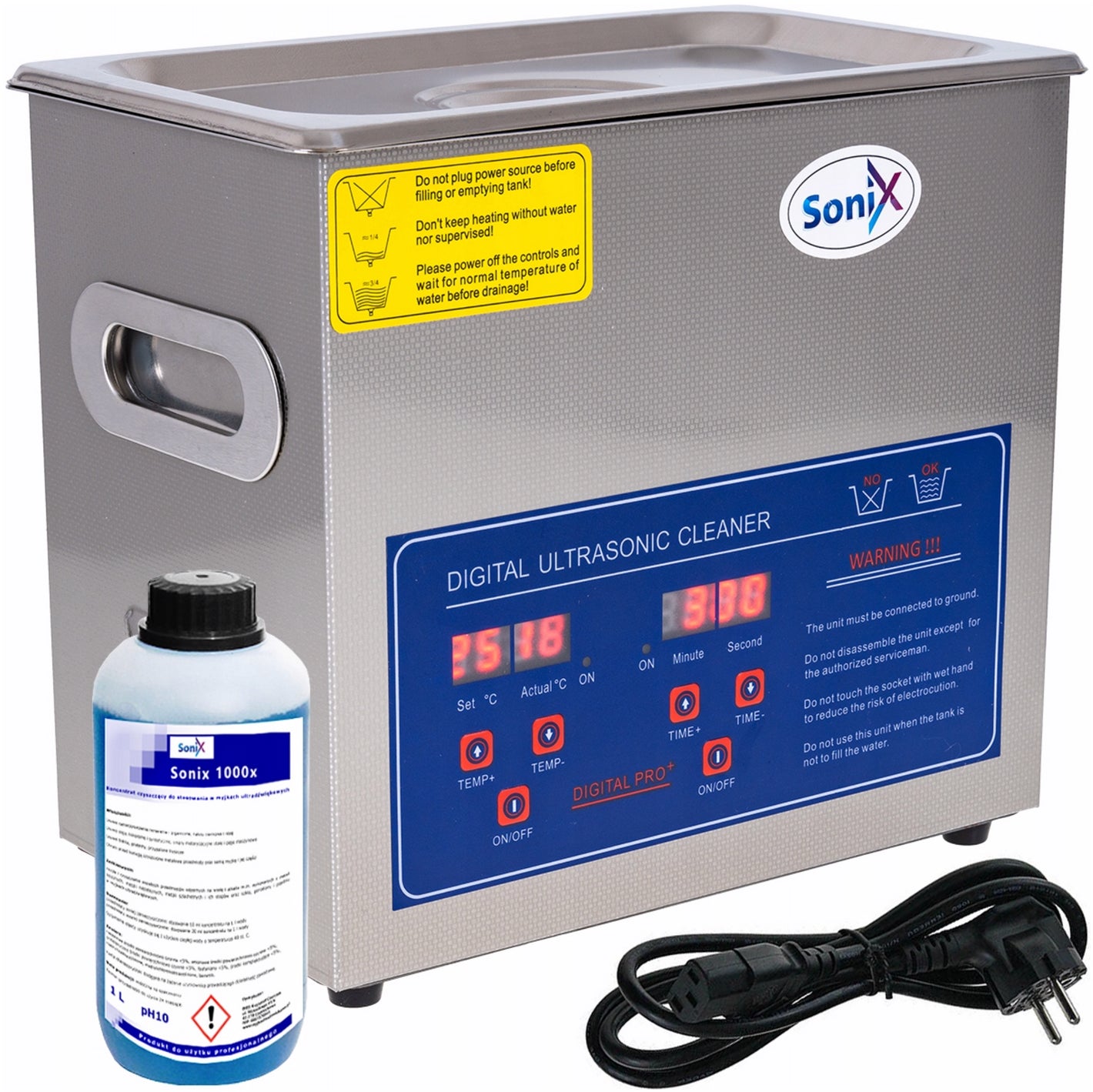 SONIX Ultrasonic Cleaner 3.2L Made of high-quality STAINLESS STEEL – 