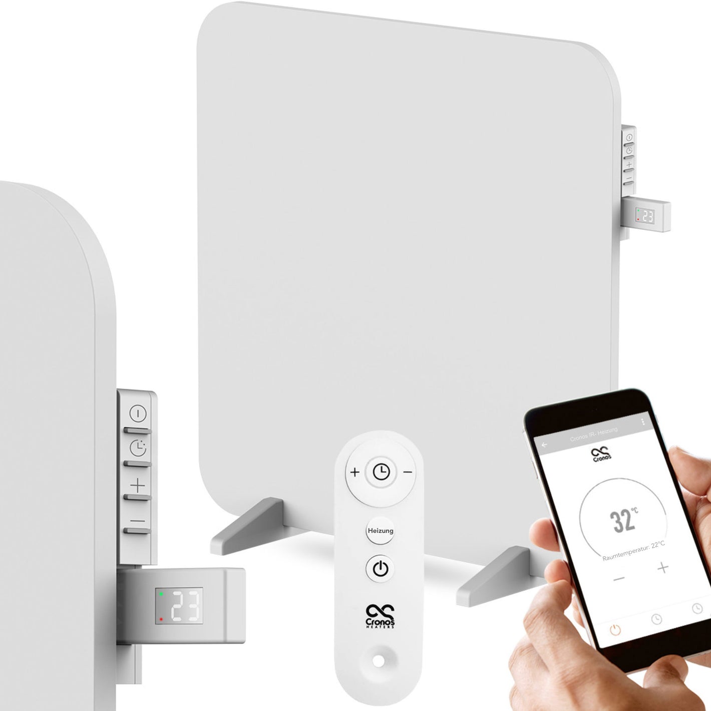 Panel calefactor Calefactor infrarrojo IR 450W TITANIO con mando a distancia termostato 3 en 1 y módulo Wifi 