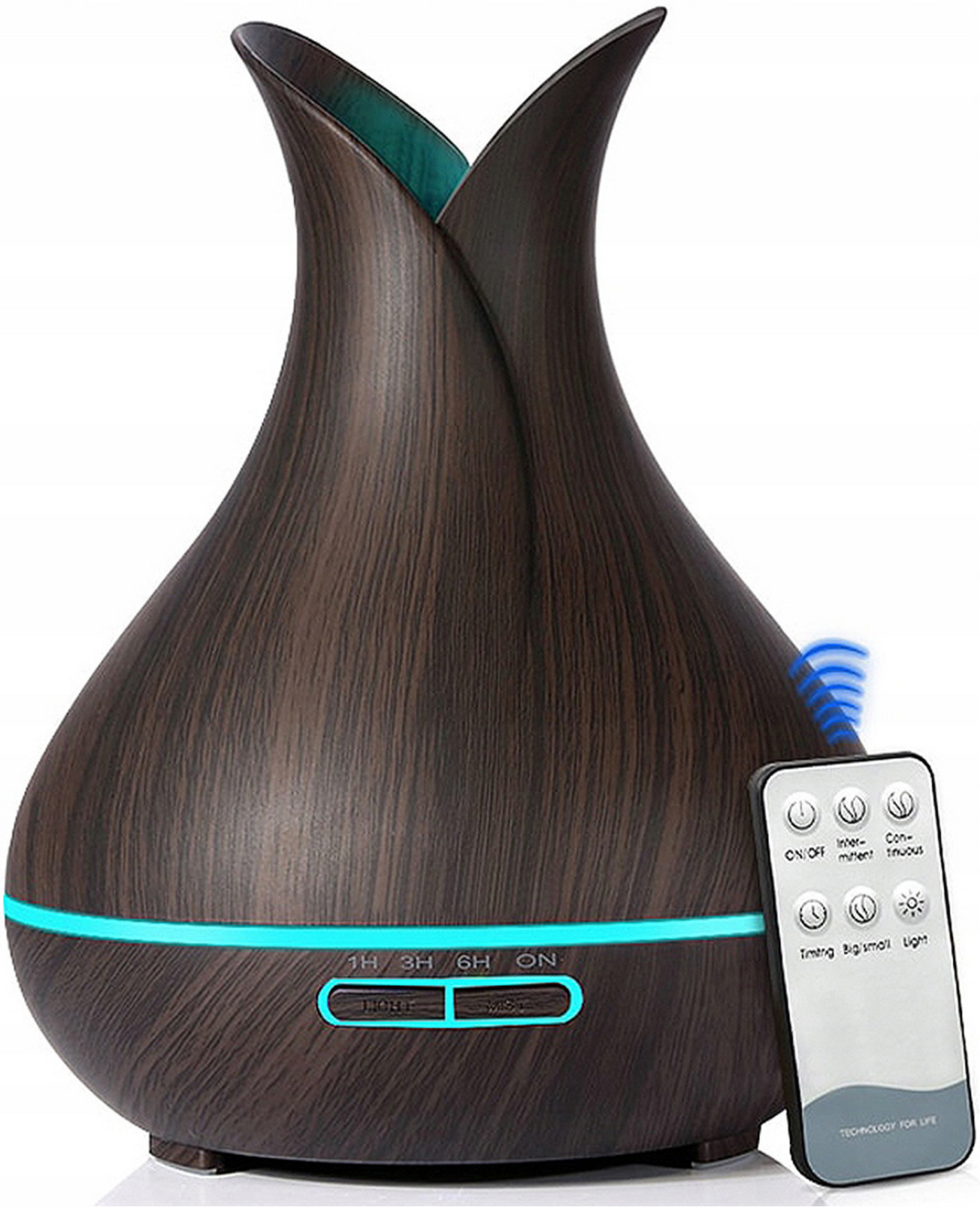 CRONOS Humidificateur à ultrasons Bamboo 400 ml 2en1 marron foncé