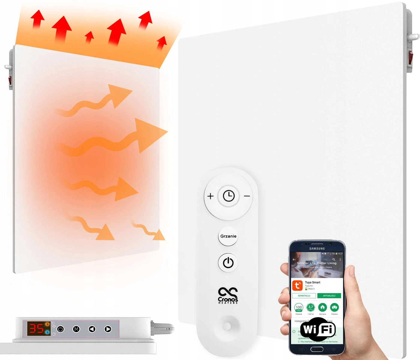 Panneau chauffant WiFi Chauffage infrarouge IR 450W avec THERMOSTAT et TÉLÉCOMMANDE