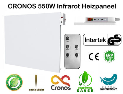 Heizpaneel IR Infrarot 550W Heizung mit Thermostat und Fernbedienung