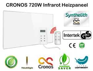 Heizpaneel IR Infrarot Heizung mit Thermostat und Überhitzungsschutz - CRONOS 720W Heizplatte