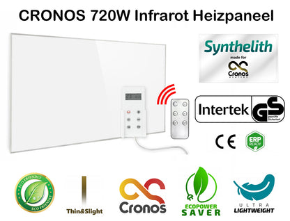 Heizpaneel IR Infrarot Heizung mit Thermostat und Überhitzungsschutz - CRONOS 720W Heizplatte